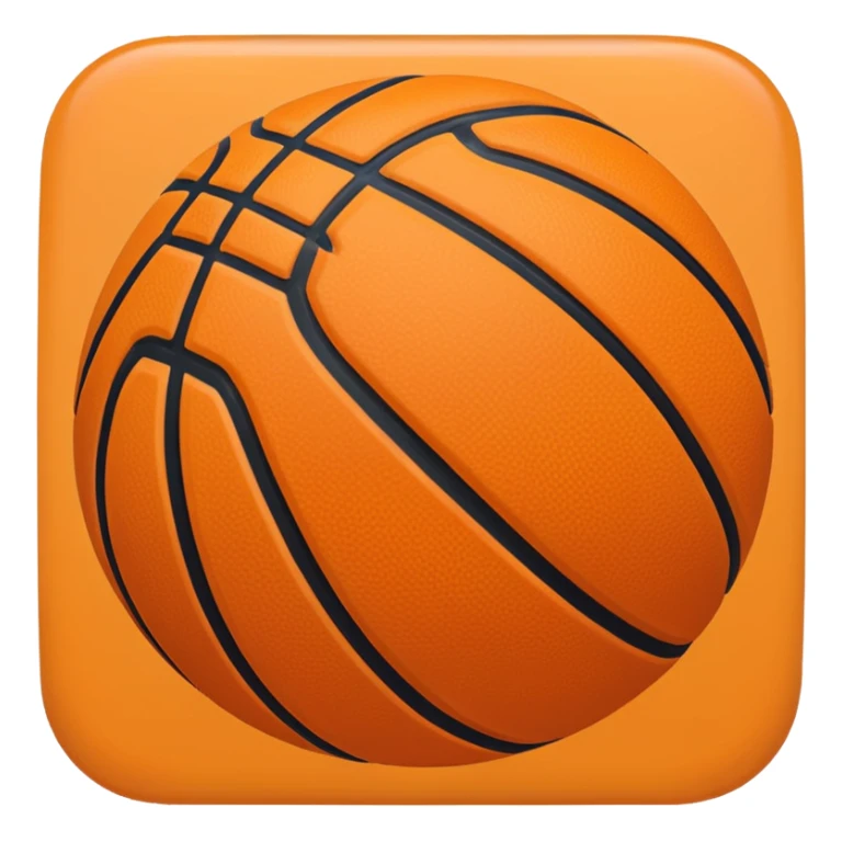 basketball, simple, orange ball with black lines, apple emoji style sticker