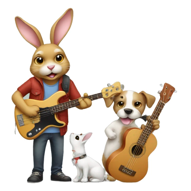 Rabbit with bass and dog with guitar sticker