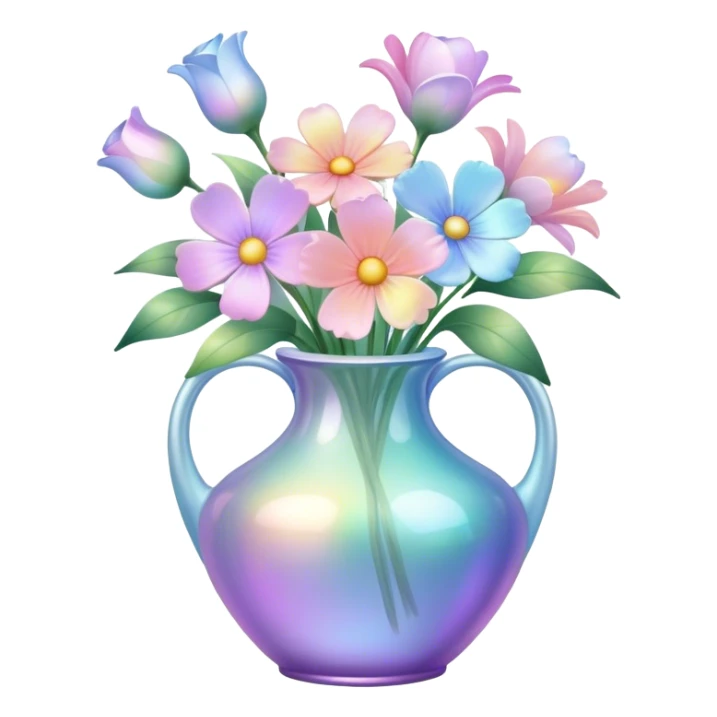 Iridescent vase with pastel flowers sticker