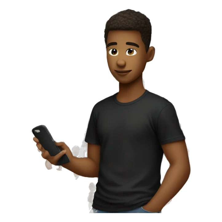 a student looking at an iPhone clothing black tshirt  sticker