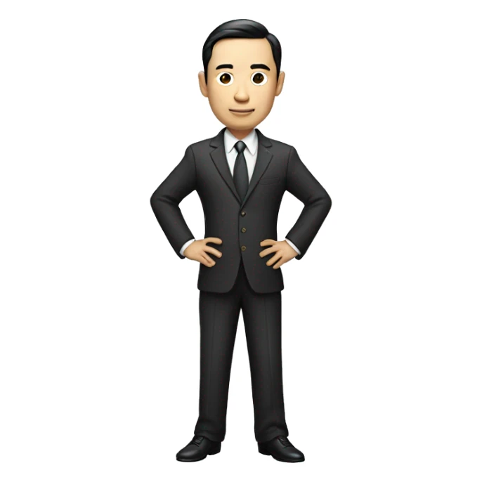 rich chinese man with narrow eyes full length in suit sticker