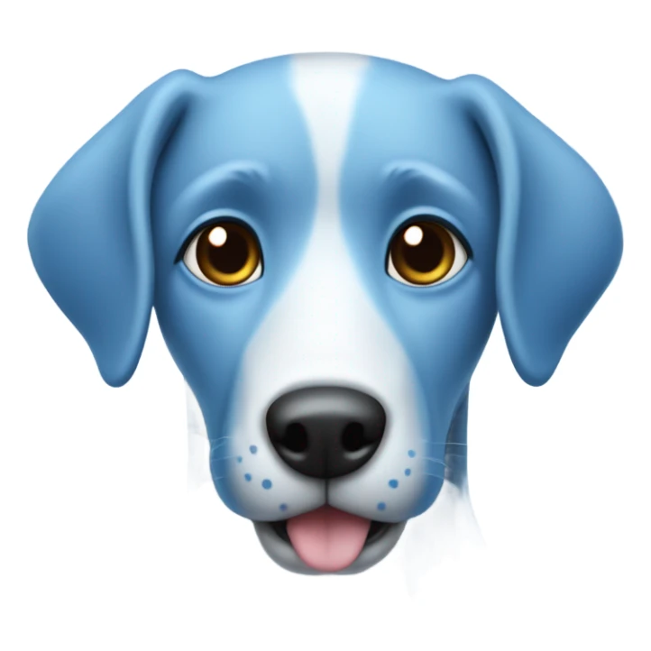sky blue dog with darker blue spots and a dark blue nose. Her eyes are white with black pupils  sticker