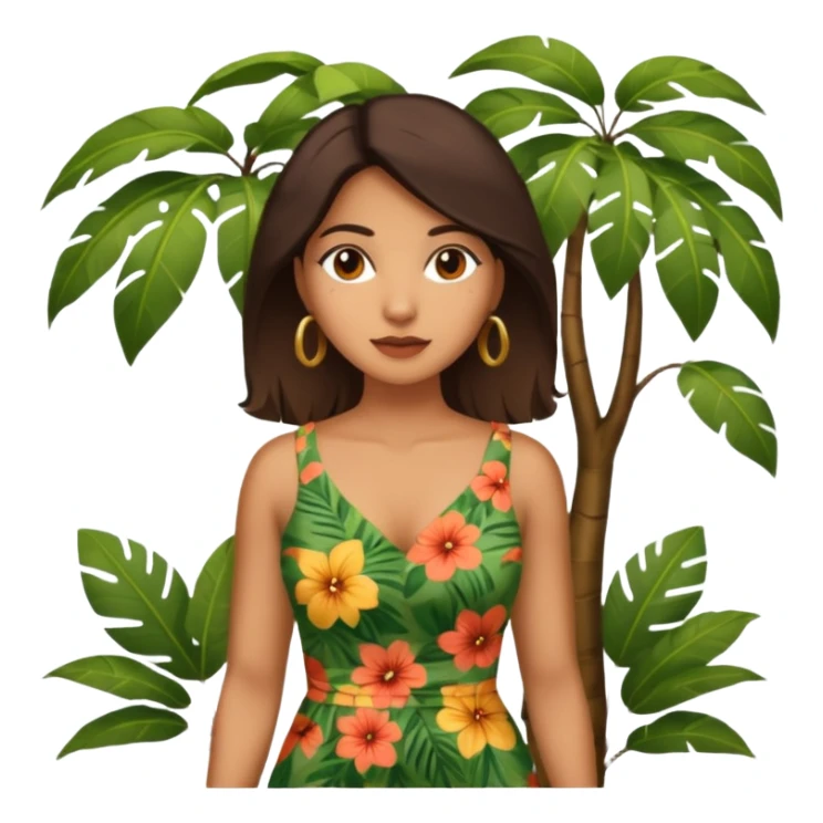 an latin woman with jungle tree sticker