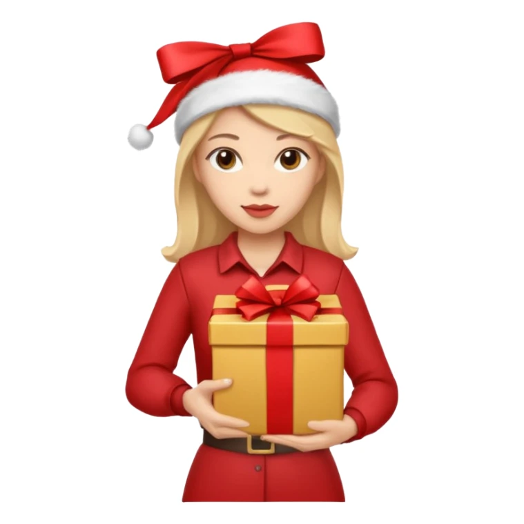 woman courier holding gift box sticker