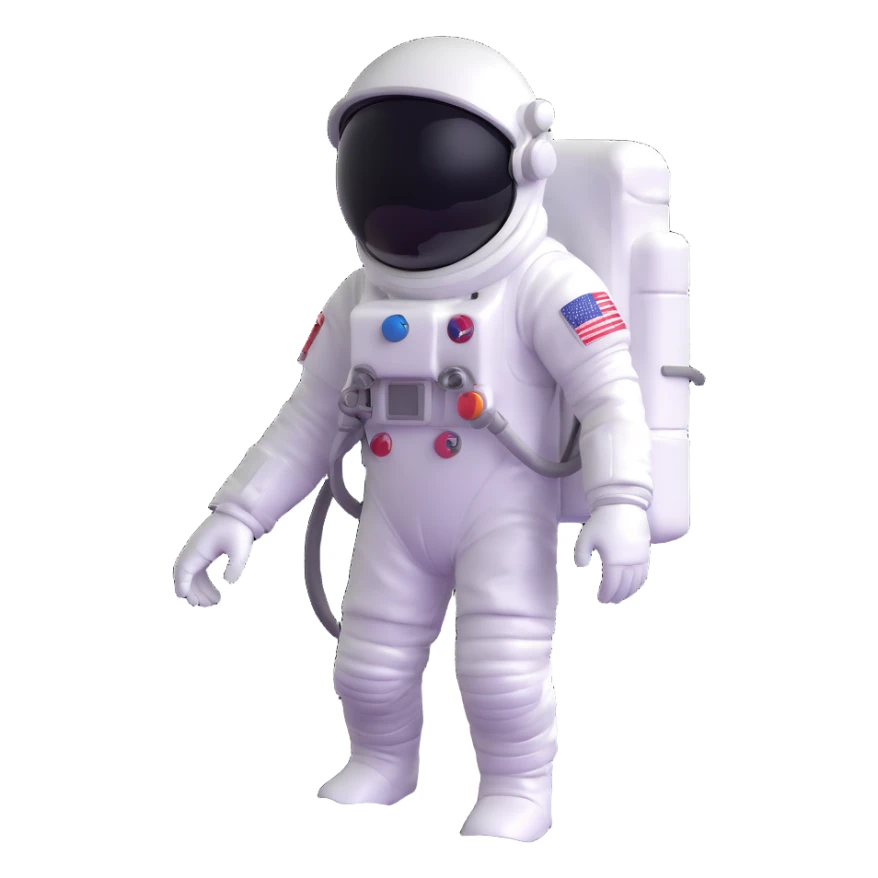 astronaut in white space suit with helmet, gloves and backpack on a planet surface sticker