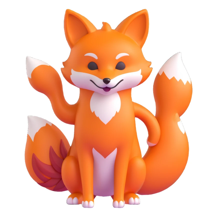 a fox with nine tails, 3d emoji style sticker