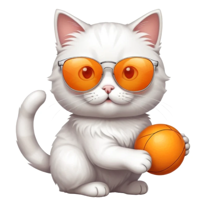Cat playing with a ball with sunglasses  sticker
