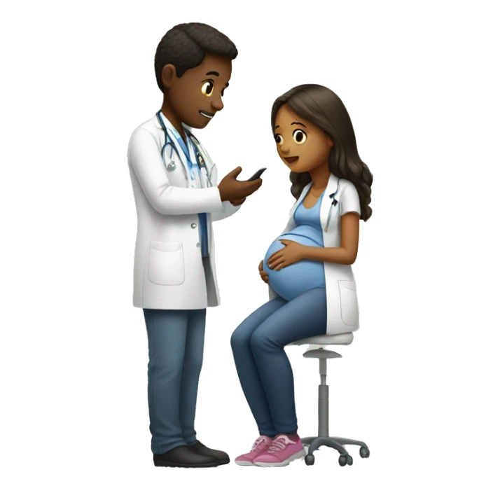 pregnant girl talking to doctor sticker