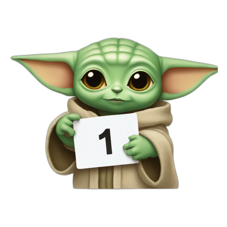 Baby Yoda holding a number 1 sign sticker