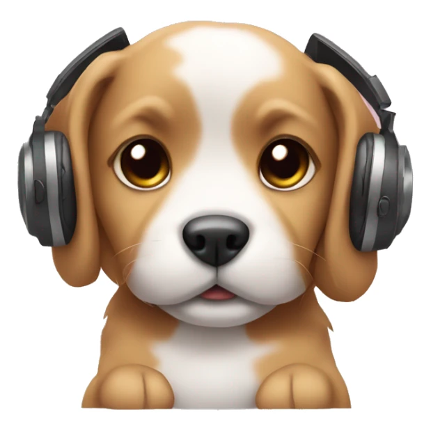Cute puppy wearing headphones sticker