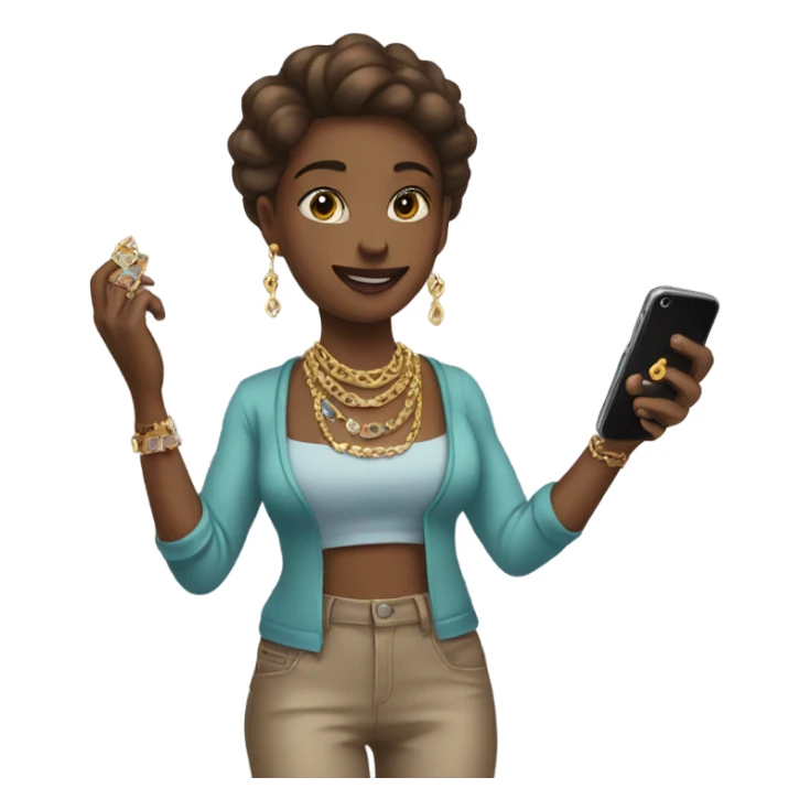 girl holding jewelry and phone sticker