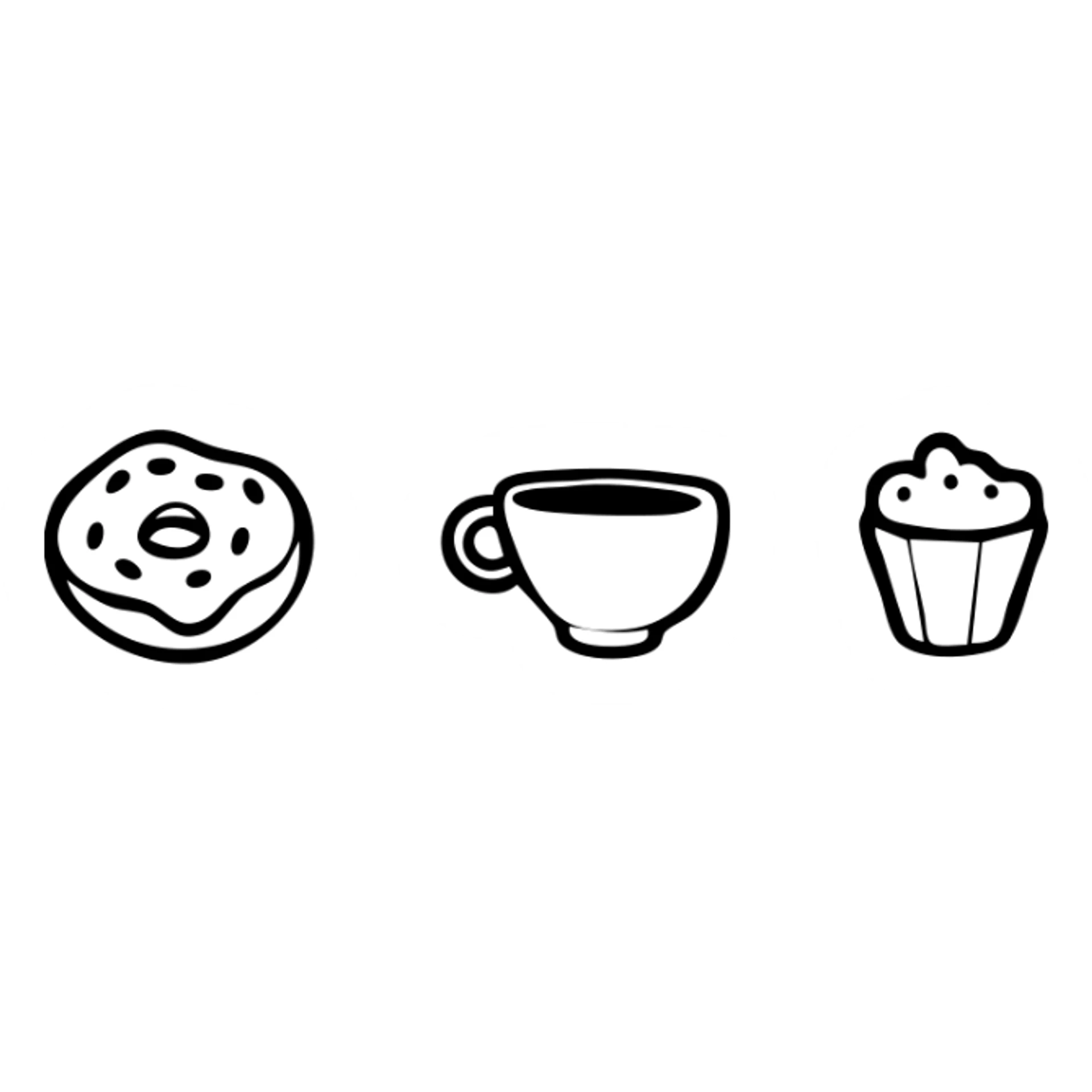 food icon set with donut, coffee, and cupcake sticker