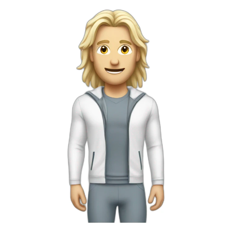 White man Runner, with white mid long hair dressed with sport suit talking to the people sticker