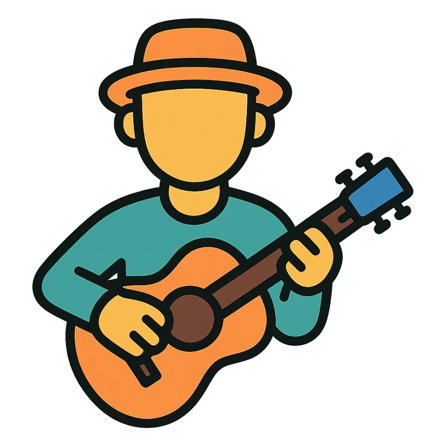 musician color outline icon style sticker