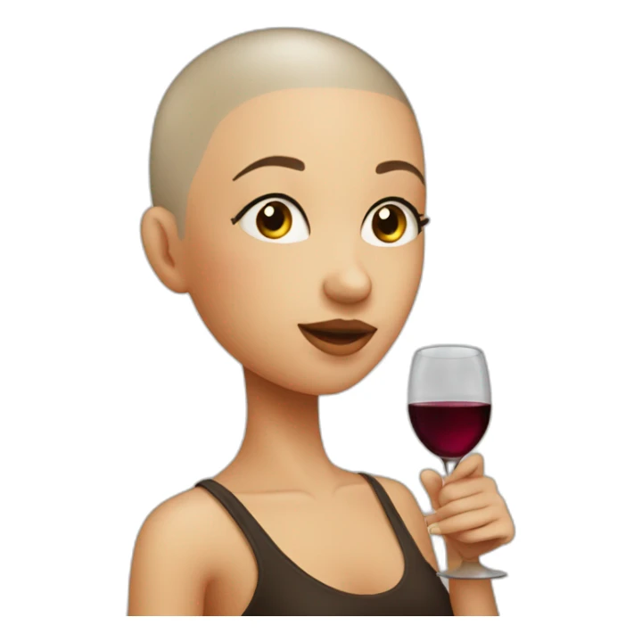 girl with shaved head drinking from a wineglass sticker