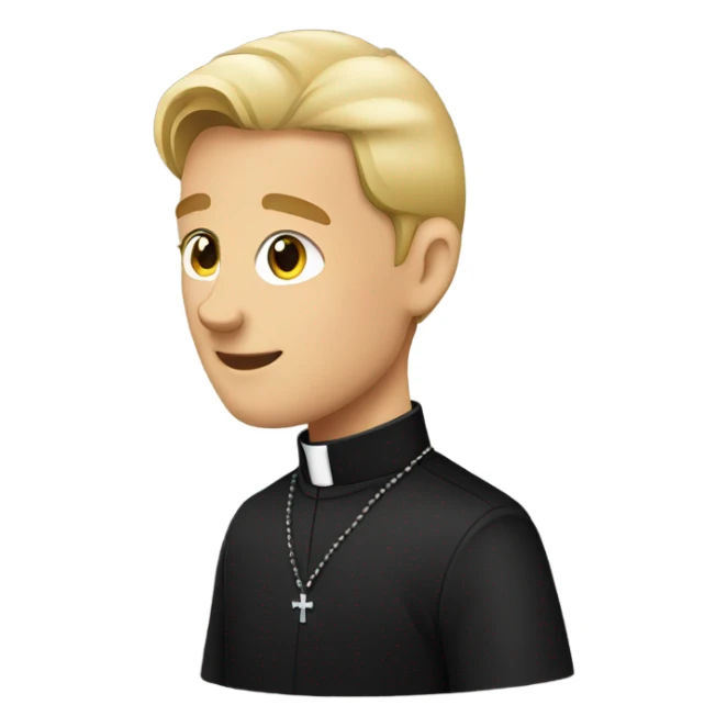 blond Vicar wearing black shirt and dog collar standing sticker
