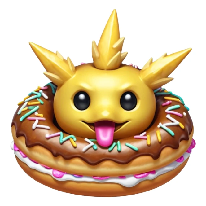 Necrozma Dusk Mane eating a sugary donut sticker