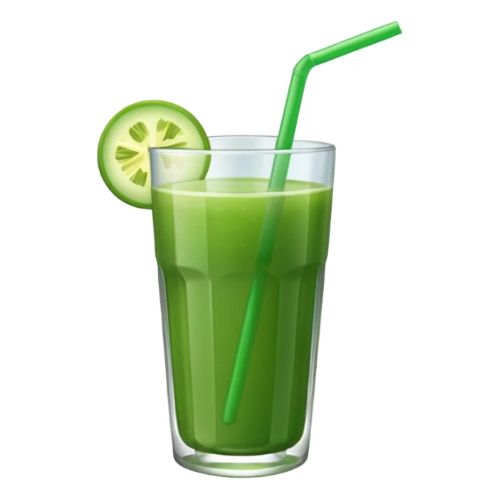 a glass of green juice with a straw, simple, clear sticker