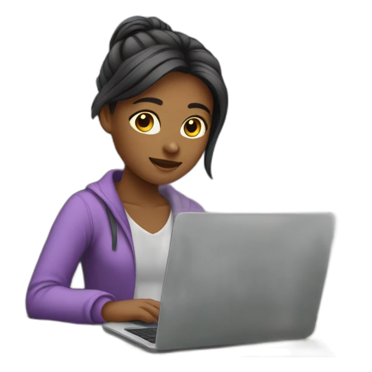 girl working from a laptop in SMM sticker