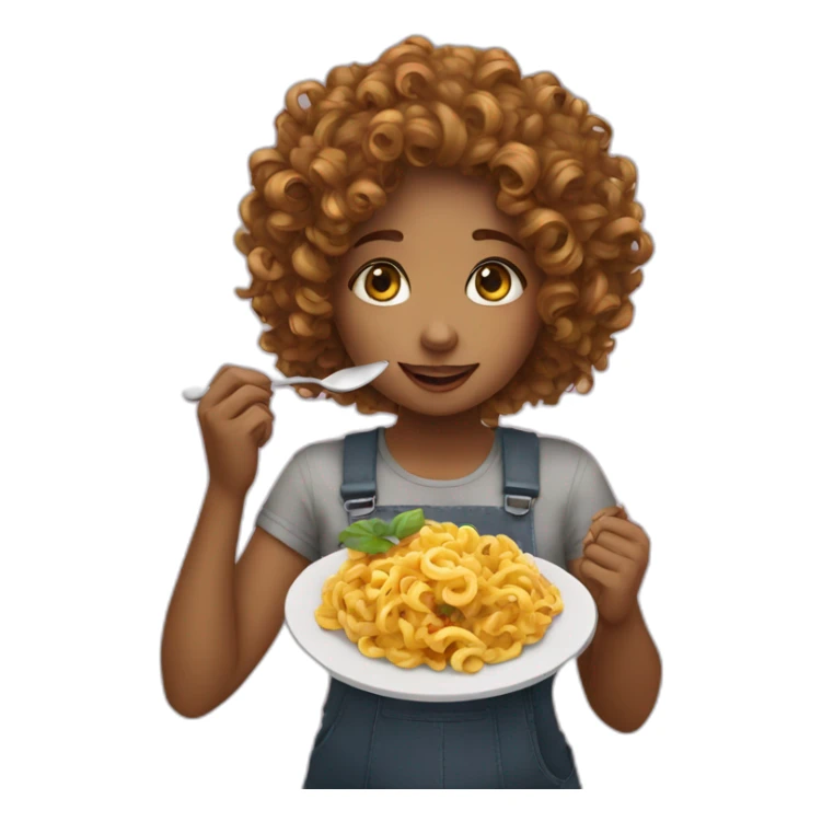 Curly girl eating shaverma sticker