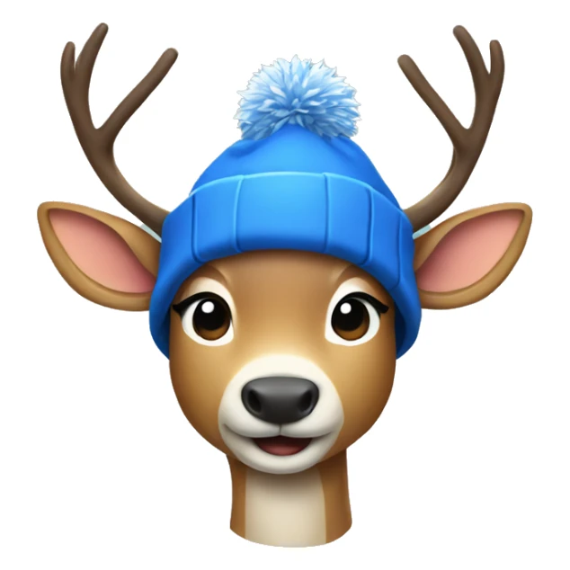 Deer wearing a blue snow hat and jacket sticker