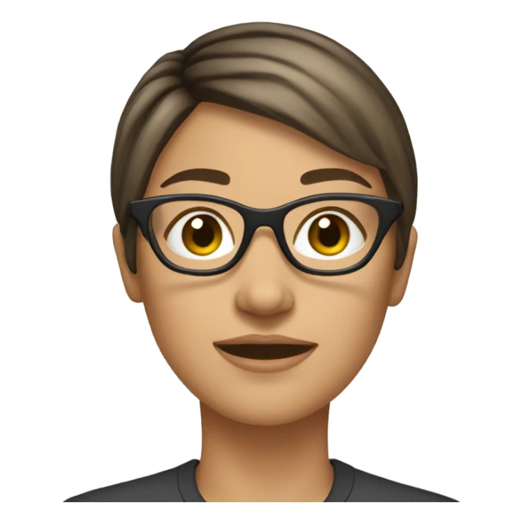 brunnete girl with short hair wearing glasses sticker