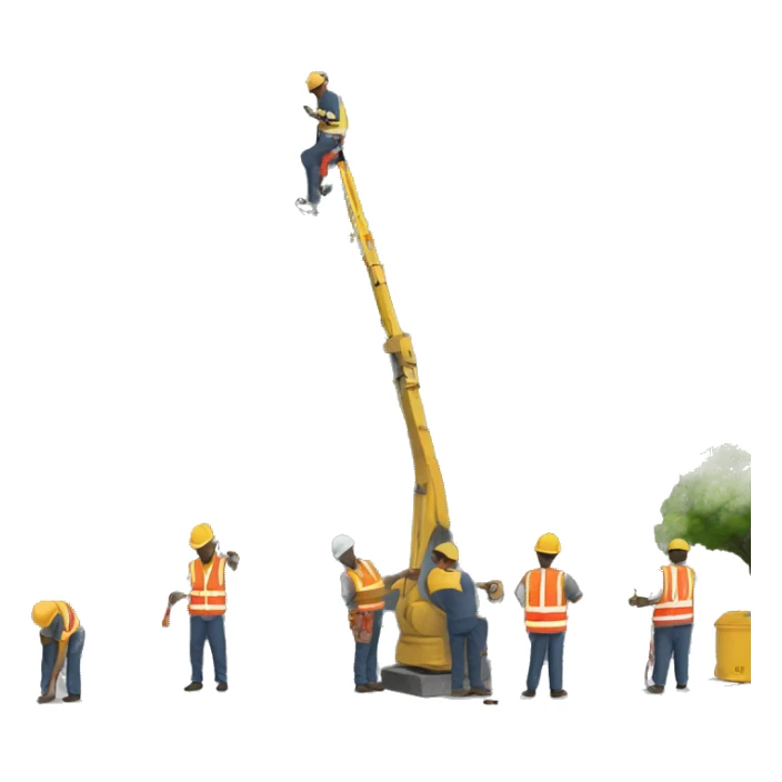 Workers are repairing the building sticker