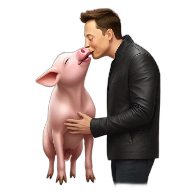 elon musk kissing a pig sticker