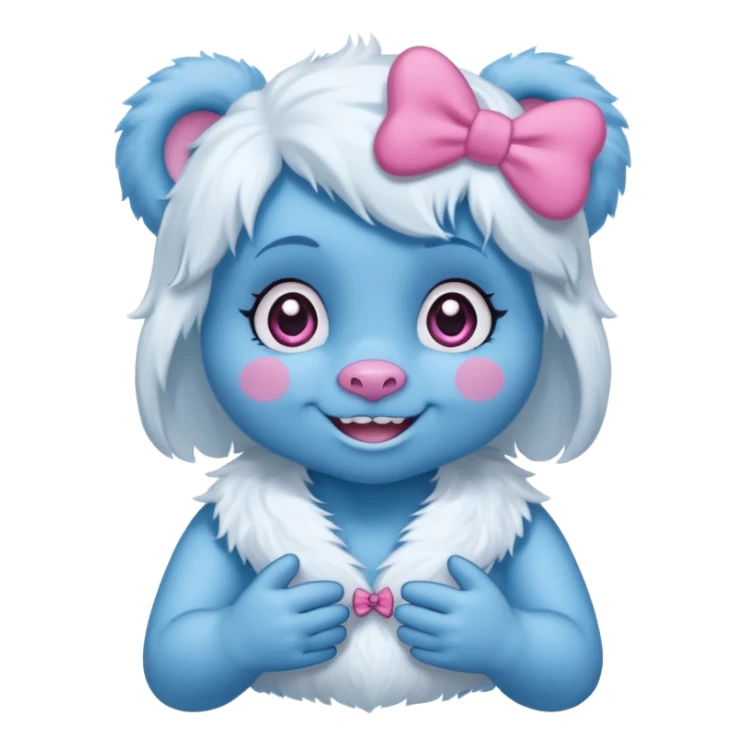 blue girl care bear yeti with bow sticker