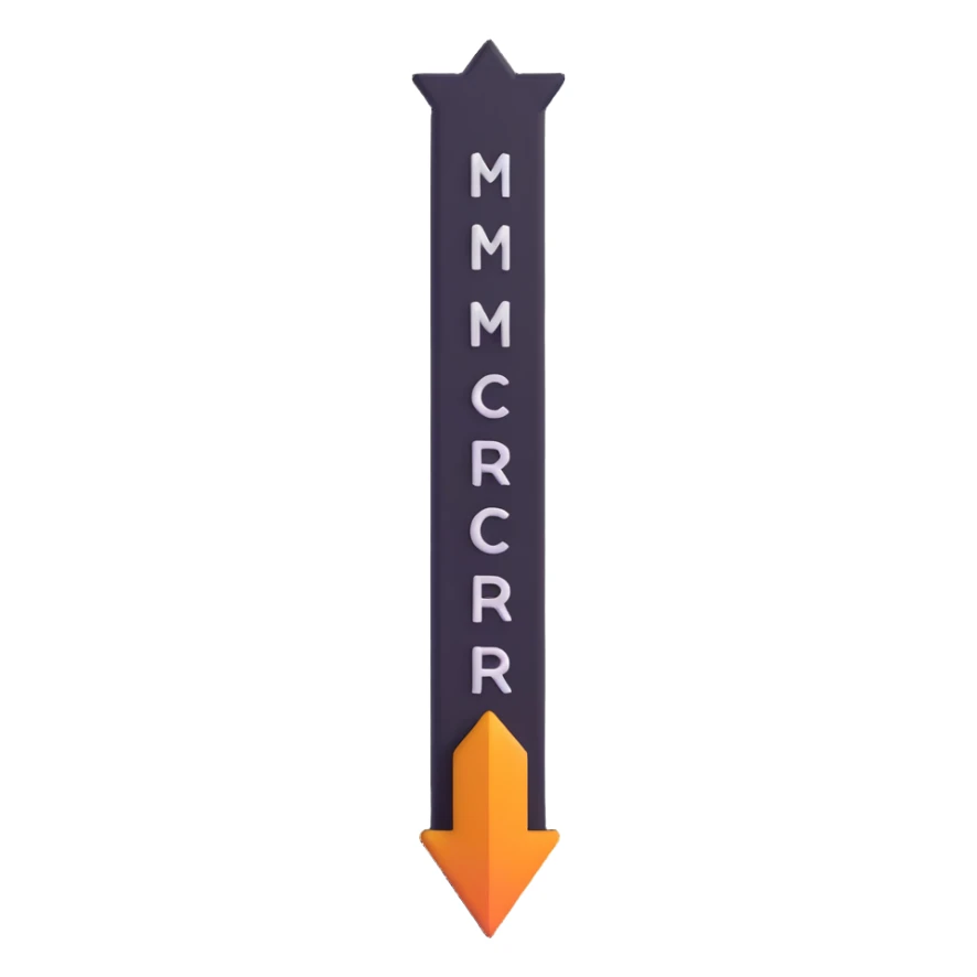 vertical text list with an upward arrow showing reversed order sticker