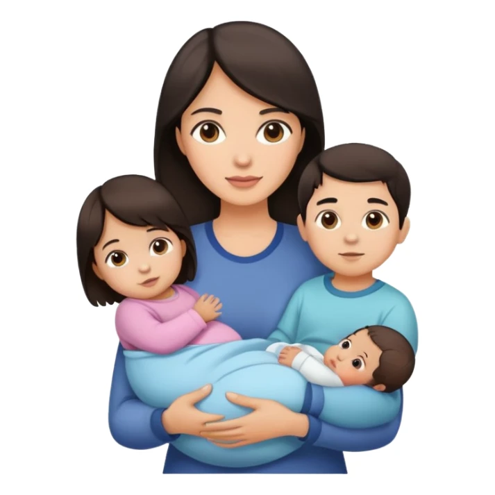 Working mom 2 kids older boy baby girl sticker