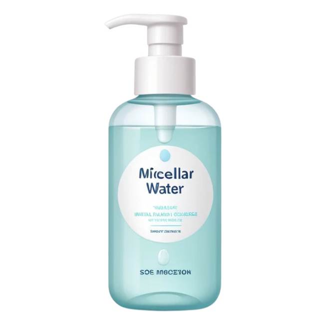 Micellar water cleanser bottle, minimalist, rounded, soft pastel colors, SOS skin care sticker