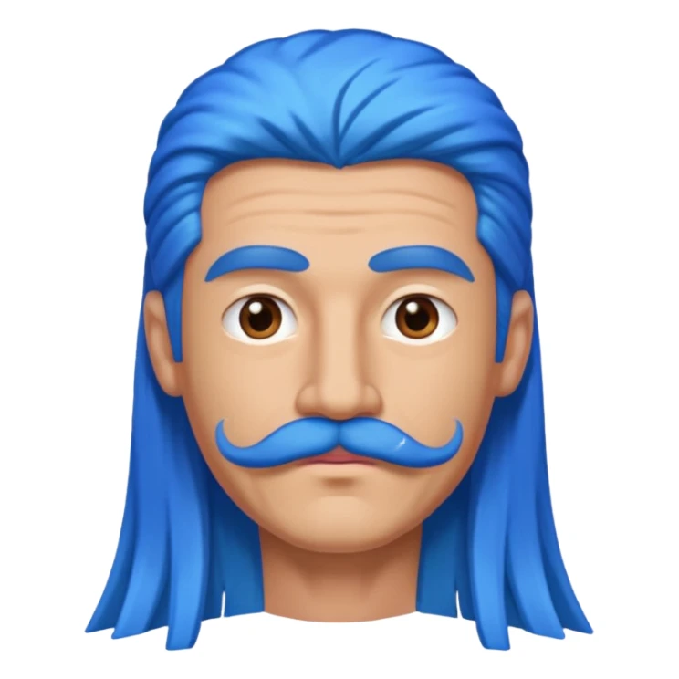 man with very long straight blue hair pink mustache  sticker