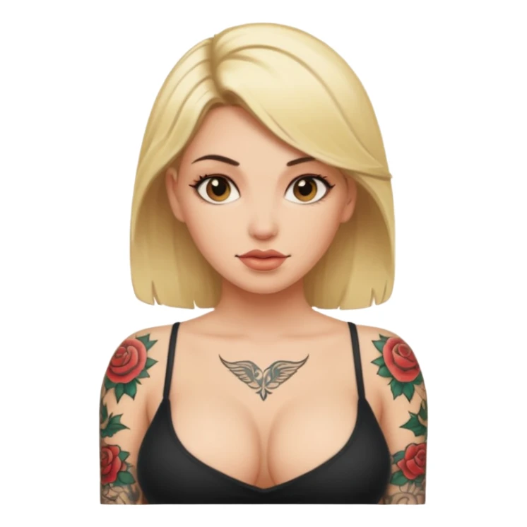 blonde with big boobs and tattoos sticker