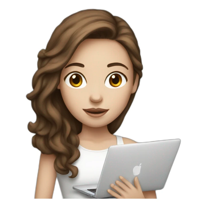 Girl with brown hair and white skin hold macbook sticker