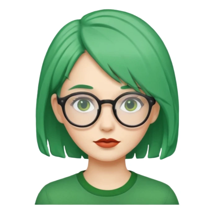 woman with green hair and glasses sticker