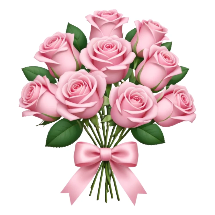 Pastel Pink roses bouquet with bow sticker