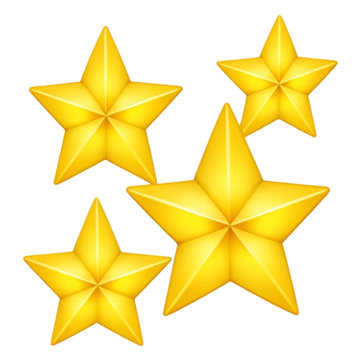 three glowing four-angled yellow stars - two big and one smaller sticker
