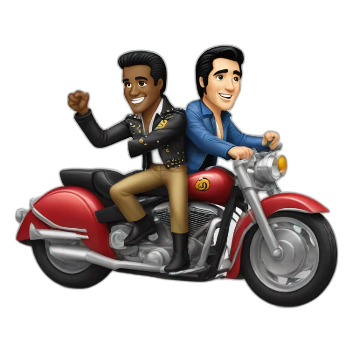 Elvis Presley and Pelé in a motorcycle sticker