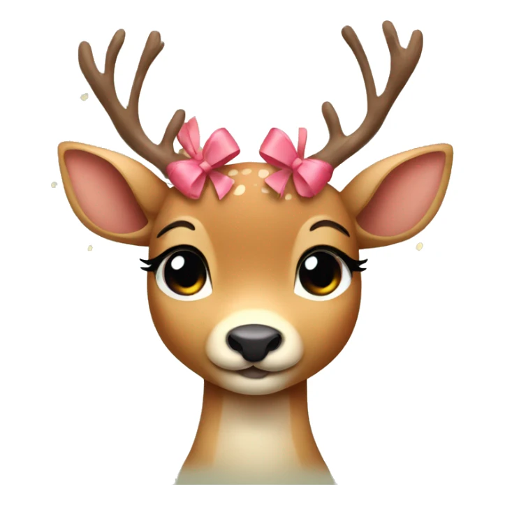 2 cute little deer with bows on their heads hugging sticker