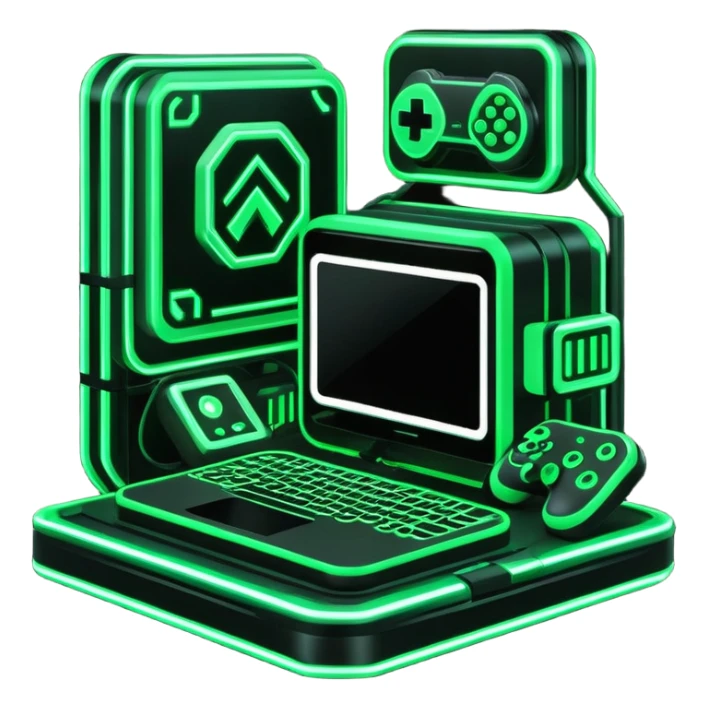 Modern Black And Green Cyber Gaming Aesthetic Scenery Deco sticker
