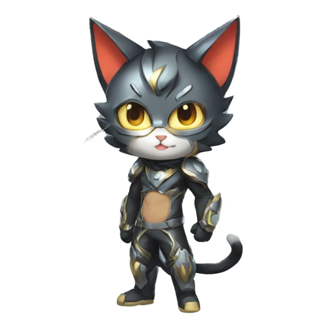 Catboy-Chibi-Sona-Shiny-Fakémon with a mask full body sticker