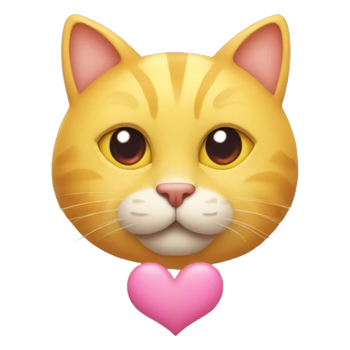 Yellow Cat head with heart eyes and three big hearts around face sticker