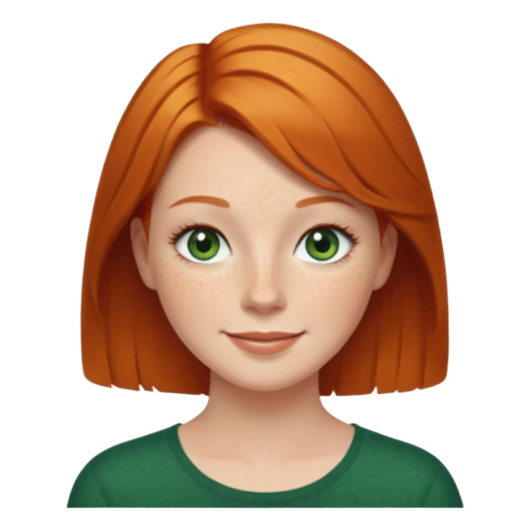 Short Ginger hair, green eyes, eye lashes White woman happy sticker