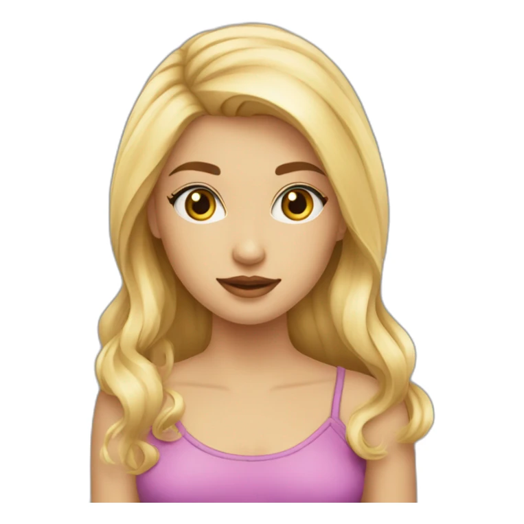 Fille blonde cheveux lisse yeux bleus sticker