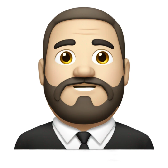 Fat white guy with black gotee and mustache sticker