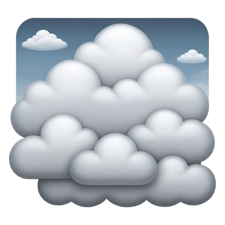 Cinematic Realistic Stratus Emoji, Low and layered, with uniform, gray clouds covering the sky in a smooth, even blanket. The clouds seem to hang gently in the atmosphere, creating a soft, diffused light below. Soft glowing outline, capturing the essence of calm, peaceful overcast skies in a serene stratus cloud! sticker