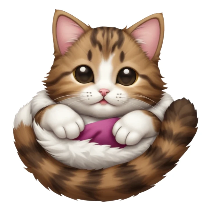 dark brown tabby and white kitten in funny positions upside down with eyes closed sticker