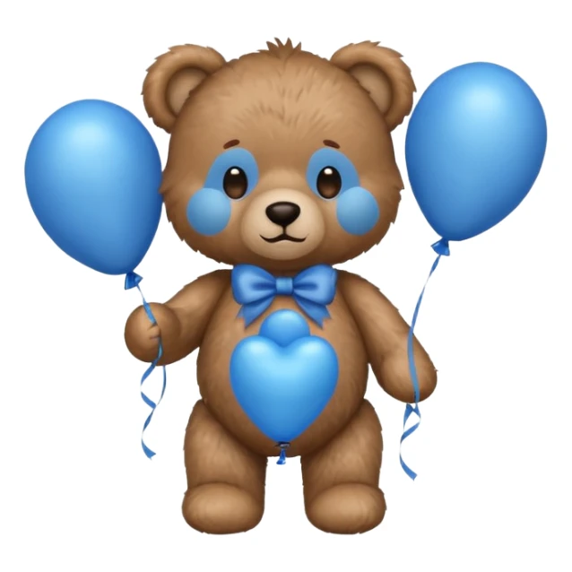 teddy bear holding balloons, birthday, cute, fluffy, semi-realistic sticker