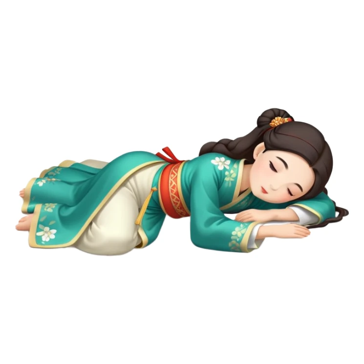 Beautiful girl in Hanfu lying on the ground sleeping sticker